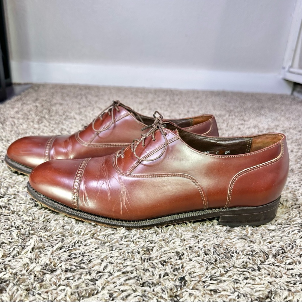 Florsheim Cap Toe Oxford Dress Shoes Men Size 10.5 Brown Formal Old Money
